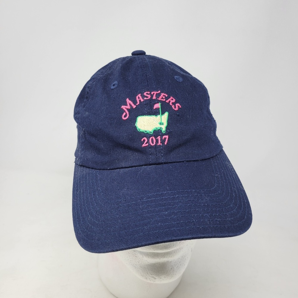 Masters 2017 American Needle Navy Blue Golf Hat Adjustable Strap Pink‎ Logo